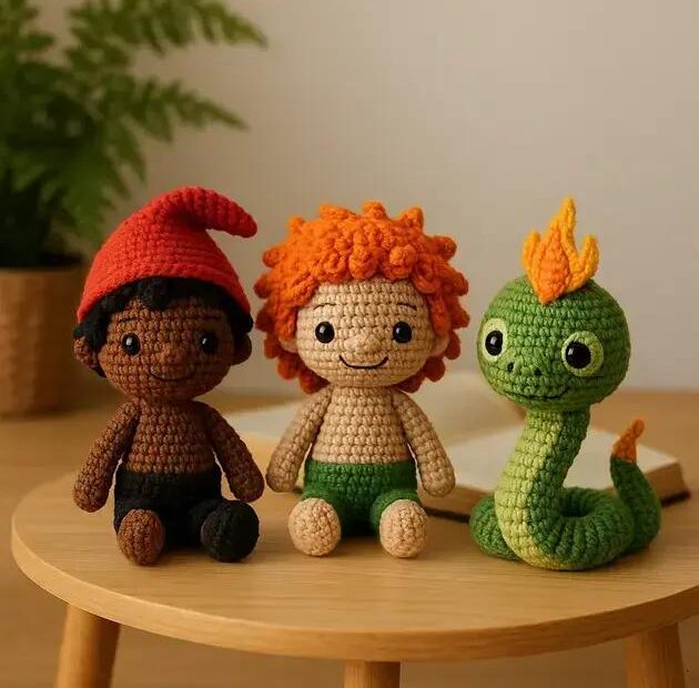 Amigurumi Folclore Brasileiro: Saci, Curupira e Boitatá Versões Adoráveis